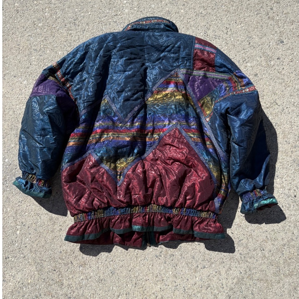 Vintage J Gallery Patchwork Iridescent Bomber Jac… - image 7
